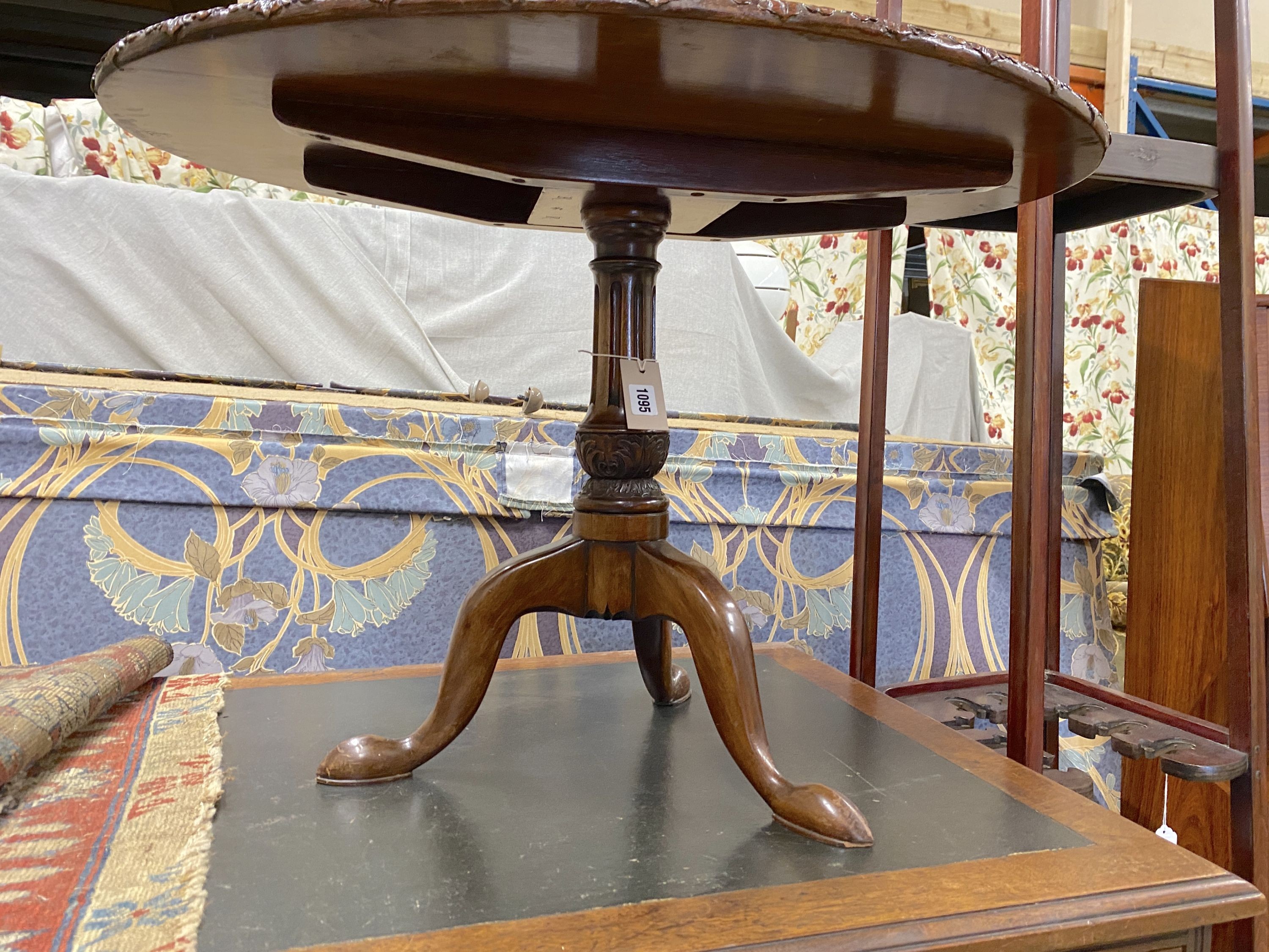 A George III and later oval tilt top occasional table, width 81cm, height 55cm